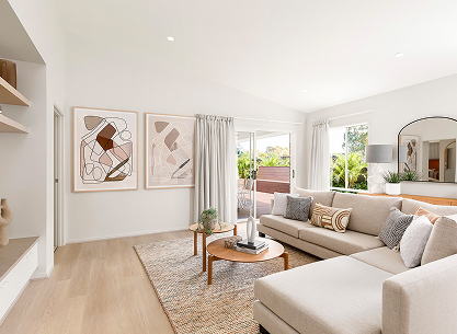 A modern living space by Burbank Homes